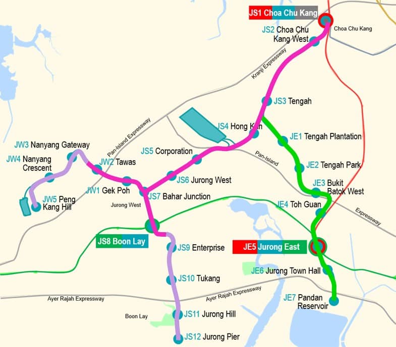 Jurong Region Line Map